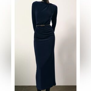 NWT ZARA Elegant Navy Blue Dress